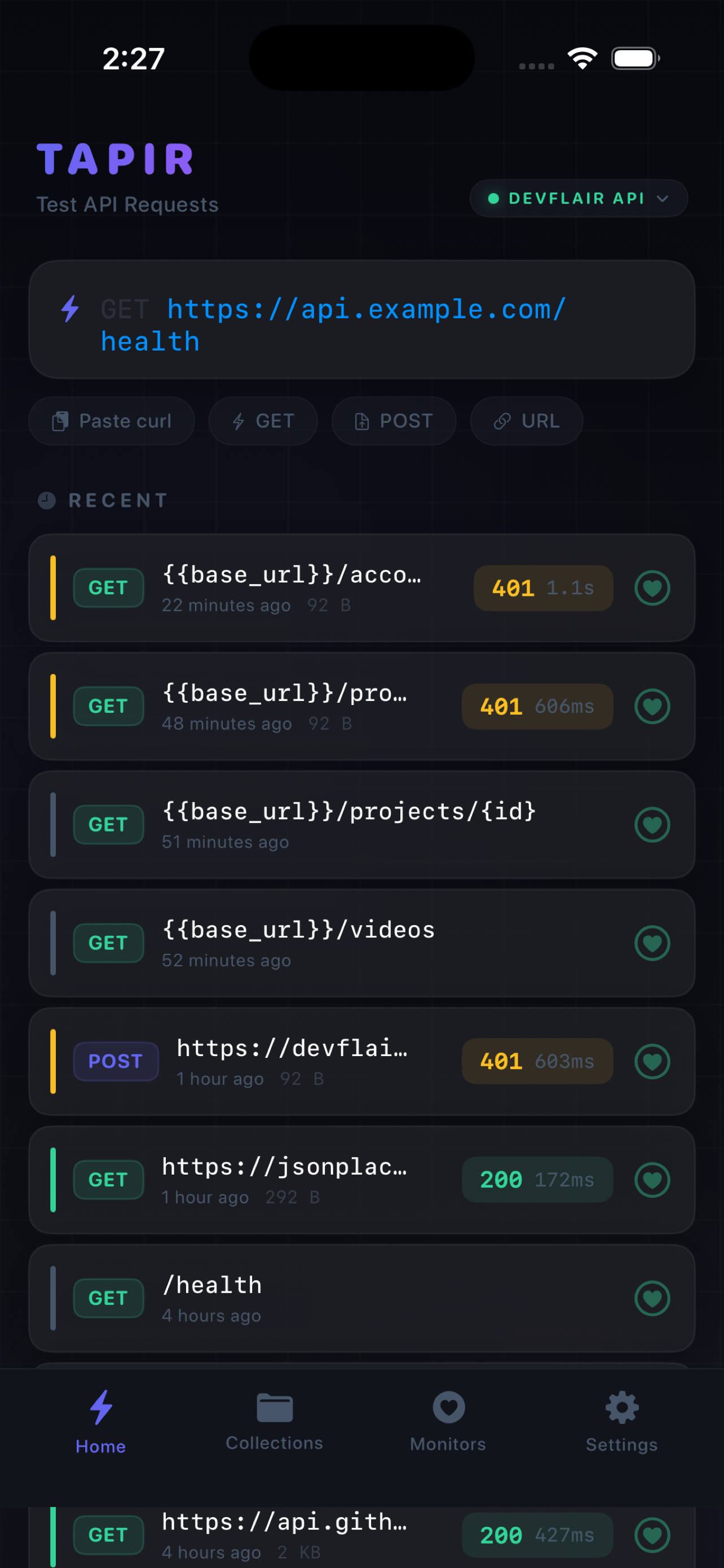 TAPIR API screenshot